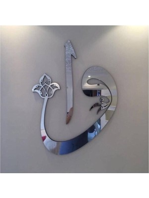 3D Vav Elif Gümüş Ayna Pleksi Dekoratif Duvar Tasarımı