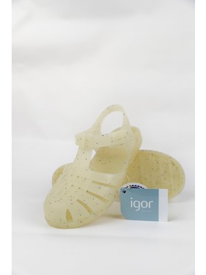 Igor 30-34 Numra Arası Clasica V.black Glitter Sandalet - Krem