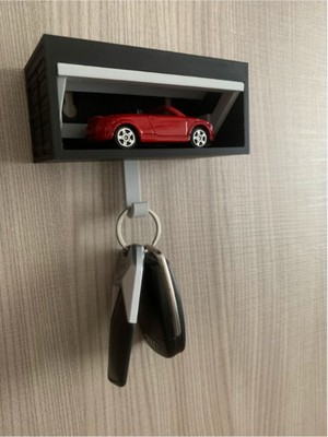 Siyah Garaj Dekorlu Anahtar Askısı, Araba Hediyesi, Pratik ve Şık Tasarım