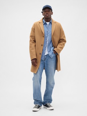 Gap Erkek Açık Kahve 100% Geri Dönüştürülmüş Relaxed Üst Palto