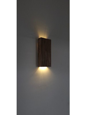 Renkli Ahşap Ledli Pilli Aplik 20X10 Cm, Duvar, Balkon, Antre, Otel, Cafe, Villa, Bohem