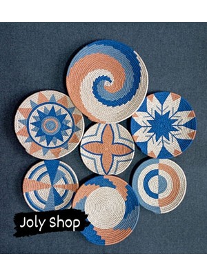 El Yapımı Renkli Etnik Hasır Tabak Seti, Bohem Duvar Dekoru, Afrika Tarzı Şık Tasarım