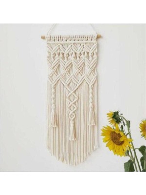 Ekru Makrome Duvar Süsü, Şık ve Doğal Dekorasyon Için Ideal Seçim