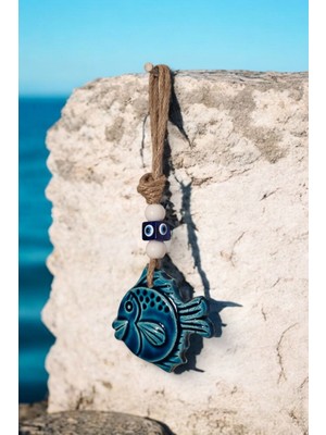 Renkli Seramik Balık Figürlü Dekoratif Süs 8x9 cm