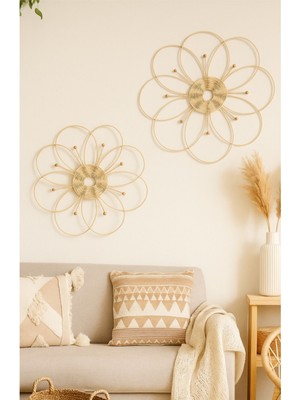 Şık Krem Rattan Duvar Süsü, Evinize Zarif Dokunuşlar