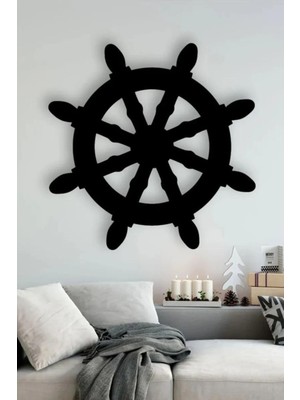 Ahşap Gemi Dümeni Duvar Dekoru 30X30CM, Şık ve Doğal Tasarım, Ev ve Ofis Için Ideal