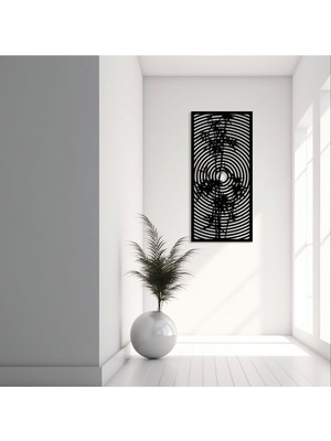 Şık Siyah Metal Çiçek ve Modern Duvar Dekoru, Ev ve Ofis Için