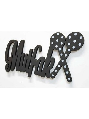 Puantiyeli Ahşap Mutfak Kapı ve Duvar Dekorasyonu Siyah Renkli