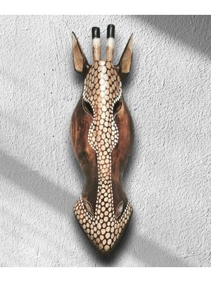 Kahverengi Ahşap Zebra Kafası Duvar Dekoru, 50 Cm, Şık ve Doğal Tasarım