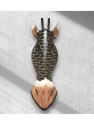Kahverengi Ahşap Zebra Kafa Maskesi, Duvar Dekoru, 50 cm