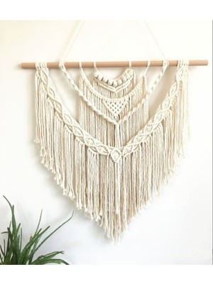 Ekru Makrome Duvar Süsü, Şık ve Zarif Dekorasyon Parçası