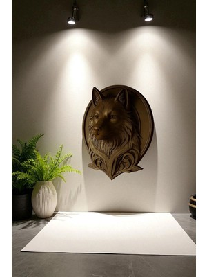 Altın Renkli Bozkurt Figürlü Duvar Dekoru 20 Cm, Şık ve Şahane Tasarım