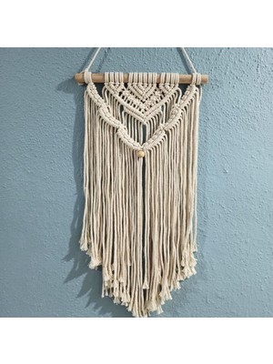 Bej Makrome Duvar Süsü, Salon ve Oda Dekorasyonu Için Şık ve Doğal Tasarım