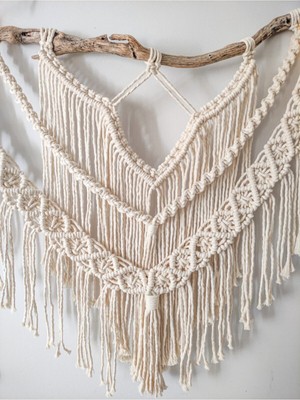 Ekru Makrome Duvar Süsü, Şık ve Doğal Dekorasyon Ürünü