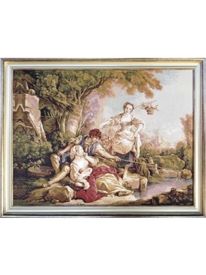 Beyaz Dokuma Goblen Kumaş Tablo, Şık ve Dekoratif Ev Aksesuarı