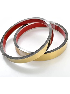 Şerit Altın Ayna Pleksi Duvar Süsü, 5'li Paket, 2,5×100CM