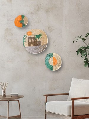 El Yapımı Bohem Duvar Süsü Tabağı, Doğal ve Şık Dekoratif Ürün