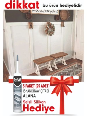 Beyaz 5 Paket (125 Adet) Modern Ev ve Ofis Duvar Çıtası Slikon Hediye