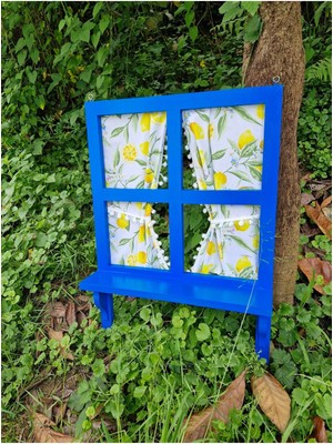 50×70 cm Ahşap Pencere ve Perde, Balkon ve Bahçe Dekoru, El Yapımı