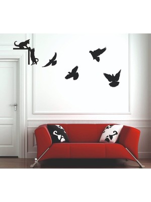 Şık Ahşap Dörtlü Kuş Duvar Süsü, Siyah Renkli Dekoratif Parçalar