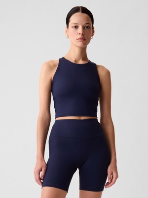 Gap Kadın Lacivert Halter Yaka Crop Spor Üst