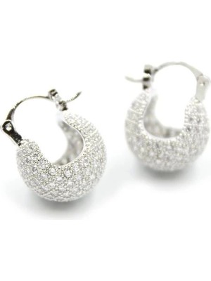 Taşlı Top Küpe - Gümüş