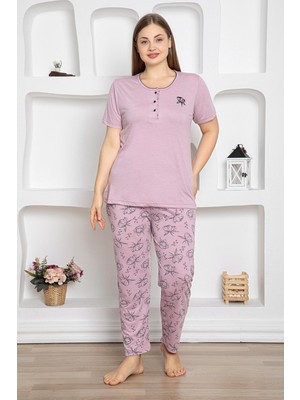 Çiçek Desenli Büyük Beden Pijama Takımı