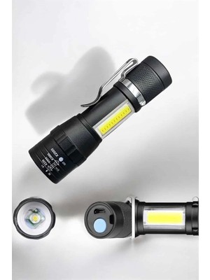 Toptan Bulurum El Feneri Led USB Şarjlı Zoom Mini Led Işık Acil Durum Feneri
