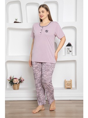 Çiçek Desenli Büyük Beden Pijama Takımı