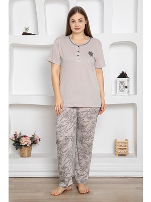 Çiçek Desenli Büyük Beden Pijama Takımı