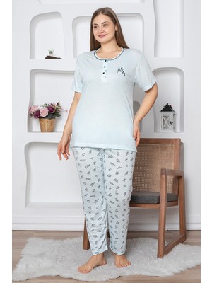 Yaprak Desenli Büyük Beden Pijama Takımı