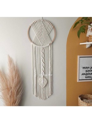 Ekru Makrome Duvar Dekoru, Şık ve Doğal Ev Dekorasyonu Aksesuarı