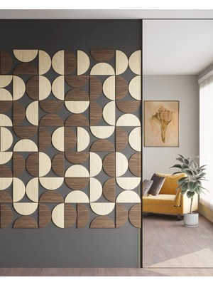 Renkli Yarım Daire Dekoratif Duvar Paneli, 16 Adet, Modern ve Şık Tasarım