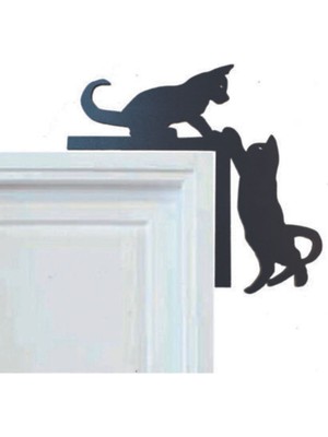 Siyah Kedi Tasarımlı Kapı ve Ayna Köşe Süsü, Şık Dekoratif Aksesuar
