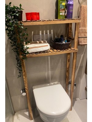 120X60 Masif Ahşap Banyo Rafı ve Düzenleyici, Doğal ve Şık Tasarım