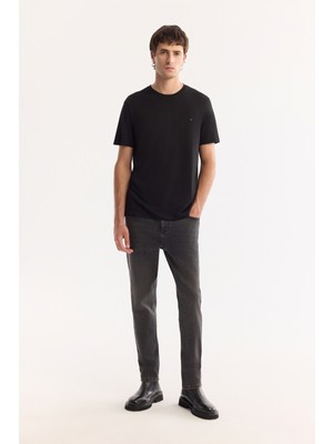 AVVA Erkek Antrasit Pamuklu Eskitme Yıkamalı Madrid Comfort Slim Fit Jean Pantolon A52Y3503