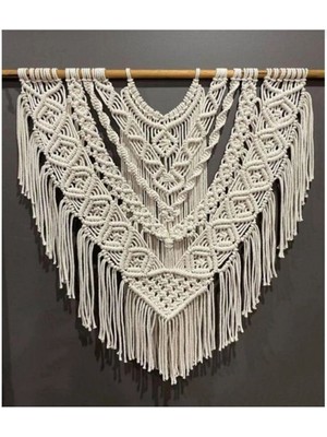 Ekru Makrome Duvar Süsü, Şık ve Doğal Dekoratif Aksesuar