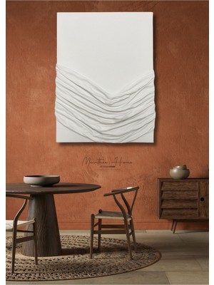 Dokulu Alçı Tablo - Şık 3D Duvar Dekoru, El Yapımı, Zarif Tasarım