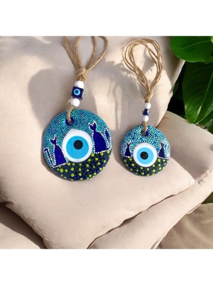 Çok Renkli Cam Nazar Boncuğu Duvar Süsü, Ev ve Ofis Dekorasyonu Için Şık Tasarım