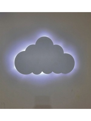 Çocuk Odası Için Beyaz Bulut ve Peri Ledli Işıklı Gece Lambası 40X25 cm