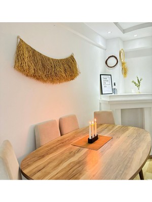 El Yapımı Doğal Rafya Duvar Süsü, Iskandinav Tarzı, Bohem Dekorasyon