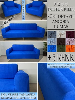 Süet Detaylı Angora Kumaş 3+2+1+1 Komple Giydirme Kanepe&çekyat, Bohem, Vb. Model Koltuk Kılıfı