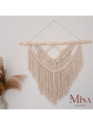 Bej Bohem Makrome Duvar Süsü, Şık ve Dekoratif Aksesuar