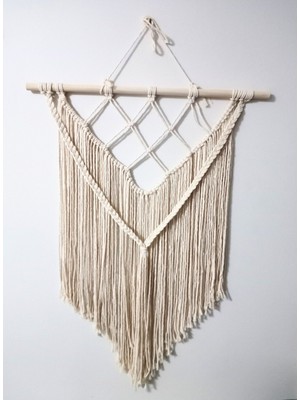 Ekru Makrome Duvar Süsü, Zarif ve Şık Dekorasyon Parçası