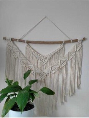Ekru Makrome Duvar Süsü, Şık ve Doğal Dekoratif Aksesuar