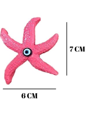 Pembe Nazar Boncuklu Deniz Yıldızı 12'li, Dekoratif Yapışkanlı Duvar Süsü