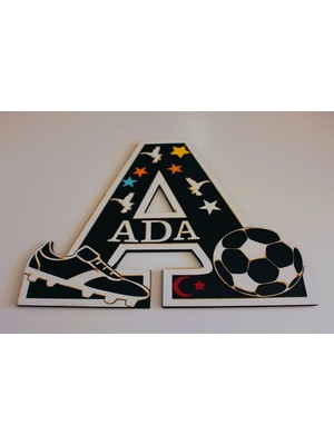 Kişiye Özel Çocuk Odası Kapı ve Duvar Süsü, Siyah A Harfi, Şık Dekorasyon.