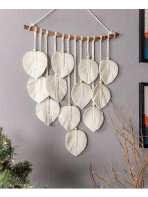 Renkli Makrome Duvar Süsü Yaprak Dekorasyon Hediye, Şık ve Doğal Tasarım