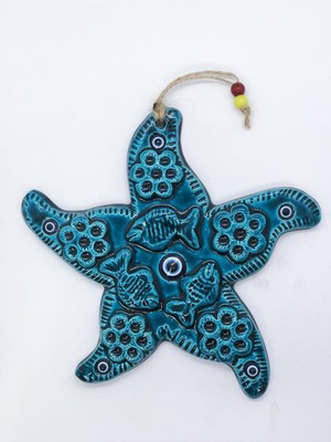 Mavi Deniz Yıldızı Figürlü Duvar Süsü, Deniz Temalı Dekorasyon Parçası