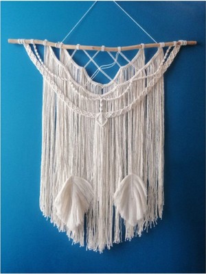 Ekru Makrome Duvar Süsü, Şık ve Doğal Dekorasyon Için Ideal Seçim